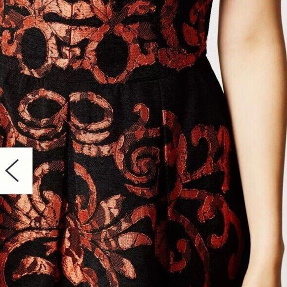 Elegant Anthropologie Yoana Baraschi Mirissa Black Orange Burnout Dress 0P - Picture 4 of 8